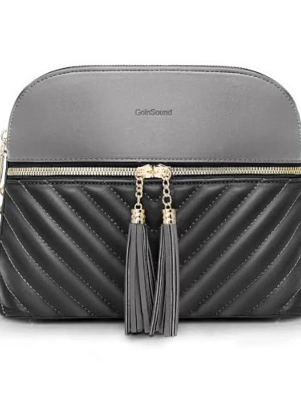 Quilted Faux Leather Crossbody Purse with Built-in Wallet, Adjustable Strap,